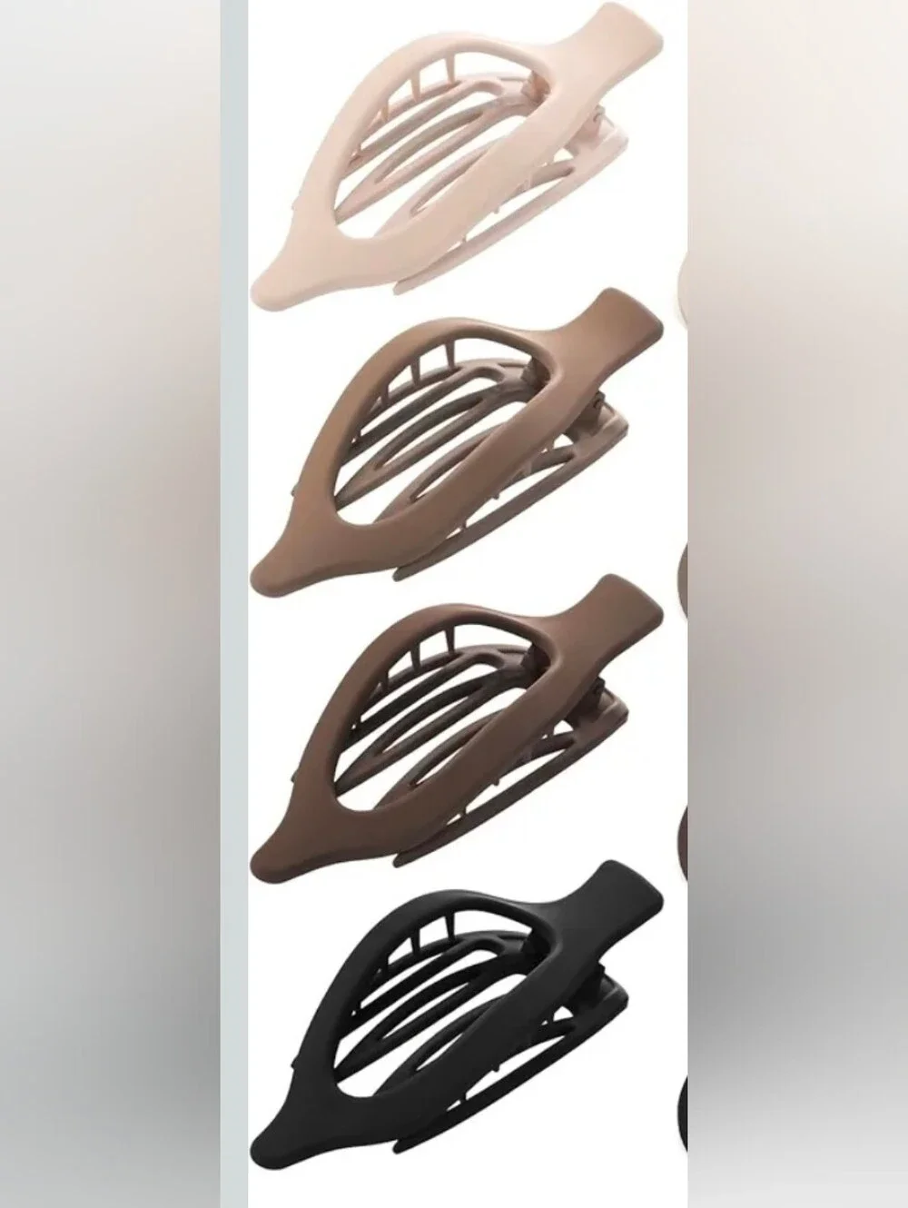 Neutral Tone Hair Claw Clip Set - Black, Brown, Light Brown , Cream Set Of 4 New